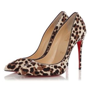 Christian Louboutin Pigalle Follies 100 Leopard Pony Hair Pointed Toe Pump Heels